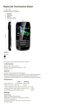 Datenblatt Nokia E6-00