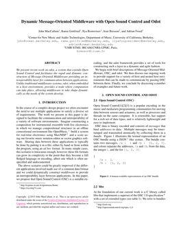 Dynamic Message-Oriented Middleware with Open Sound Control and Odot
