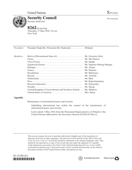 S/PV.8262 Maintenance of International Peace and Security 17/05/2018