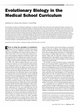 Evolutionary Biology in the Medical School Curriculum. Bioscience 53