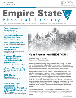 Empire State Physical Therapy the Official Newsletter of the New York Physical Therapy Association, Inc