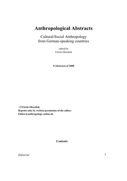 Anthropological Abstracts 2009