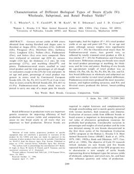 Characterization of Different Biological Types of Steers (Cycle IV): Wholesale, Subprimal, and Retail Product Yields1,2