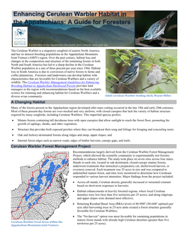 Enhancing Cerulean Warbler Habitat in the Appalachians: a Guide for Foresters