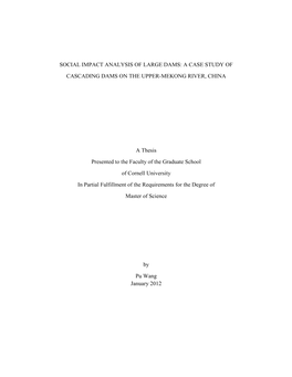 Social Impact Analysis of Large Dams: a Case Study of Cascading Dams on the Upper-Mekong River, China