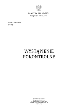 Wystąpienie Pokontrolne