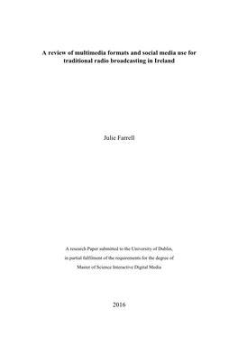 A Review of Multimedia Formats and Social Media Use for Traditional Radio Broadcasting in Ireland