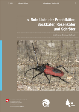 Rote Liste Der Prachtkäfer, Bockkäfer, Rosenkäfer Und Schröter