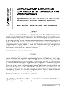 Brazilian Spondylidae: a Brief Discussion About Variation of Shell Ornamentation in the Northeastern Species