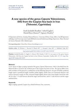 A New Species of the Genus Capoeta Valenciennes, 1842 from the Caspian Sea Basin in Iran (Teleostei, Cyprinidae)