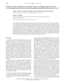 Prediction of Phase Equilibria for Refrigerant Mixtures Of