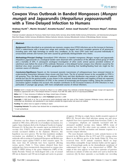 Mungo) and Jaguarundis (Herpailurus Yagouaroundi) with a Time-Delayed Infection to Humans