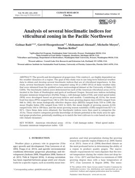 Analysis of Several Bioclimatic Indices for Viticultural Zoning in the Pacific Northwest