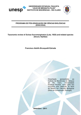 Taxonomic Review of Scinax Fuscomarginatus (Lutz, 1925) and Related Species (Anura; Hylidae)