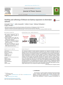 Swelling and Softening of Lithium-Ion Battery Separators in Electrolyte Solvents