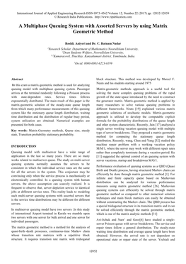 A Multiphase Queuing System with Assorted Servers by Using Matrix Geometric Method