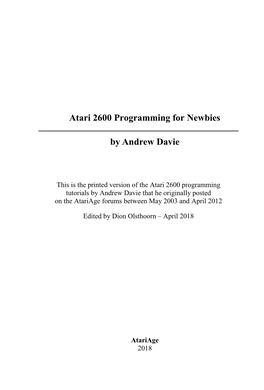 Atari 2600 Programming for Newbies