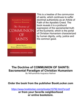 Sacramental Paradigm of Christian Humanism by Nithyananda Augustus Nathan