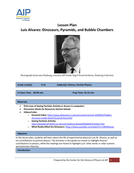 Lesson Plan Luis Alvarez: Dinosaurs, Pyramids, and Bubble Chambers