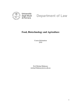 Food, Biotechnology and Agriculture