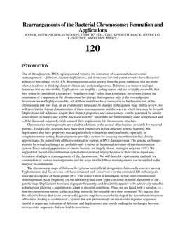 Rearrangements of the Bacterial Chromosome: Formation and Applications JOHN R