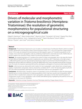 Drivers of Molecular and Morphometric Variation in Triatoma