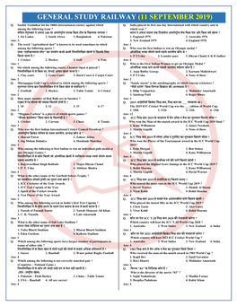 General Study Railway (11 September 2019) Q