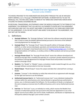 Anylogic Software End User Agreement