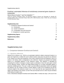 Supplementary Text: 1 1.- Comparison Between Evolclust and Gecko3