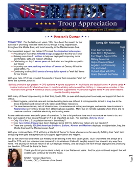 Page Spring 2011 Newsletter Page from the Front Lines 2 Extra TLC In