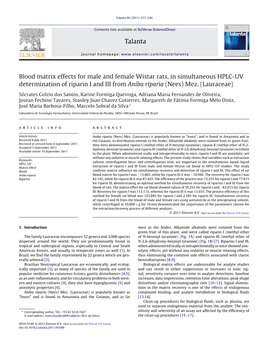 Blood Matrix Effects for Male and Female Wistar Rats, in Simultaneous HPLC-UV