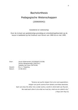 Bachelorthesis Pedagogische Wetenschappen