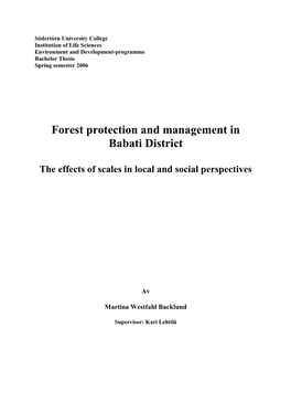 Forest Protection and Management in Babati District