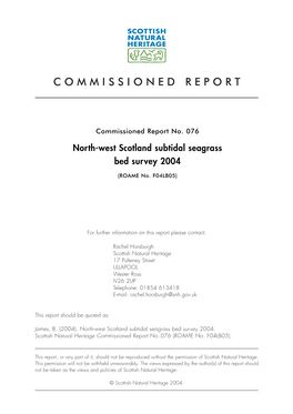 North-West Scotland Subtidal Seagrass Bed Survey 2004