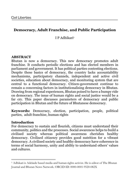 Civil Liberties Democracy, Adult Franchise, and Public Participation
