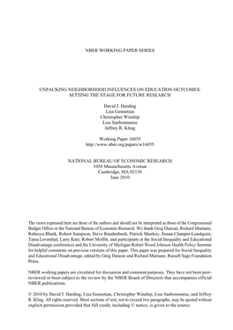 Unpacking Neighborhood Influences on Education Outcomes: Setting the Stage for Future Research