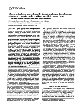 Cloned Avirulence Genes from the Tomato Pathogen Pseudomonas Syringae Pv