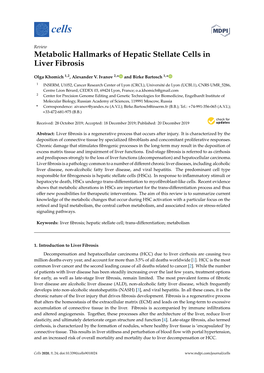 Metabolic Hallmarks of Hepatic Stellate Cells in Liver Fibrosis