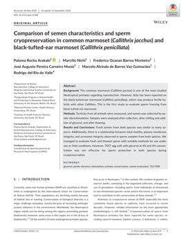 Comparison of Semen Characteristics and Sperm Cryopreservation in Common Marmoset (Callithrix Jacchus) and Black-­Tufted-­Ear Marmoset (Callithrix Penicillata)