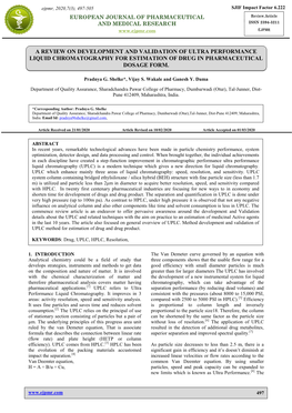 A Review on Development and Validation of Ultra Performance Liquid Chromatography for Estimation of Drug in Pharmaceutical Dosage Form