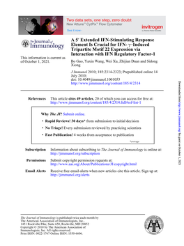 Interaction with IFN Regulatory Factor-1 Tripartite Motif 22