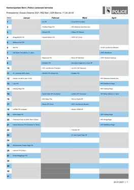 Terminliste 2021 Probealarme REZ Biel/Bienne