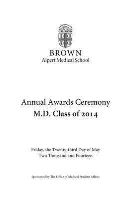 Annual Awards Ceremony M.D. Class of 2014