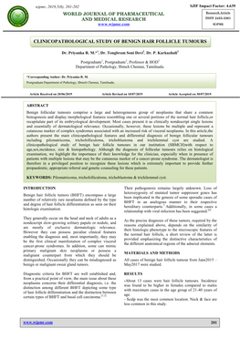 Clinicopathological Study of Benign Hair Follicle Tumours