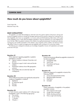 How Much Do You Know About Epiglottitis?