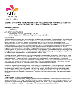 Inertia Effect and the Turbulence on the Lubrication Performance of the High Speed Water-Lubricated Thrust Bearing