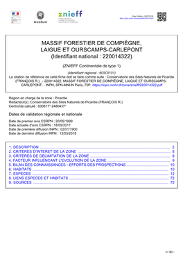 MASSIF FORESTIER DE COMPIÈGNE, LAIGUE ET OURSCAMPS-CARLEPONT (Identifiant National : 220014322)