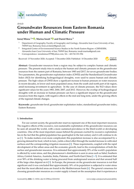 Groundwater Resources from Eastern Romania Under Human and Climatic Pressure