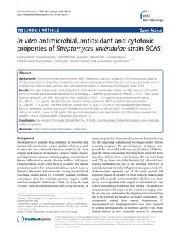 In Vitro Antimicrobial, Antioxidant and Cytotoxic Properties of Streptomyces