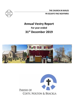 Annual Vestry Report for Year Ended 31St December 2019